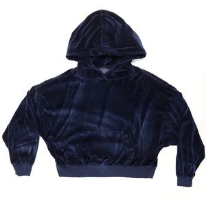 Boys Lie- Piece of Reign- Velour Cropped Hoodie- Blue